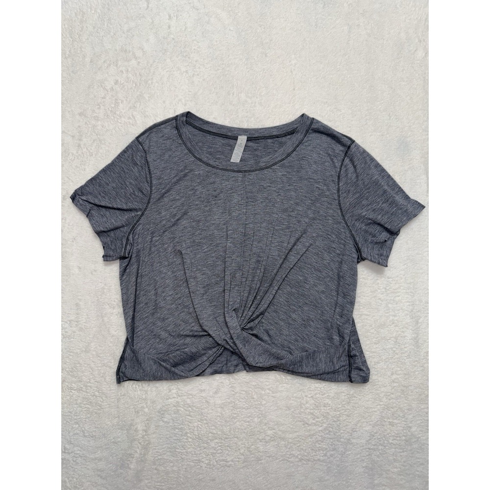 Lululemon Women's Intended Crop Tee Heathered Gray Twist Front Size 8